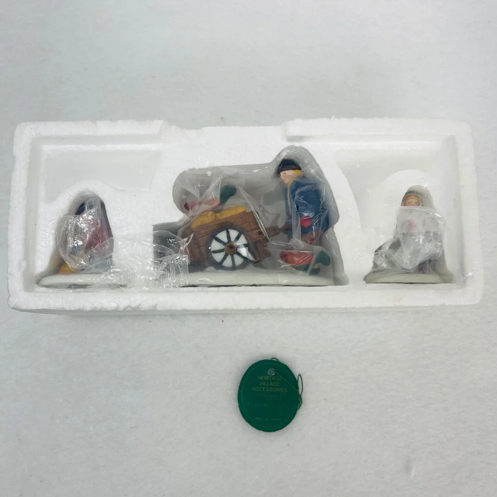 Dept 56 Heritage Village Harvest Seed Cart Set of 3 Porcelain Figures 5645-6